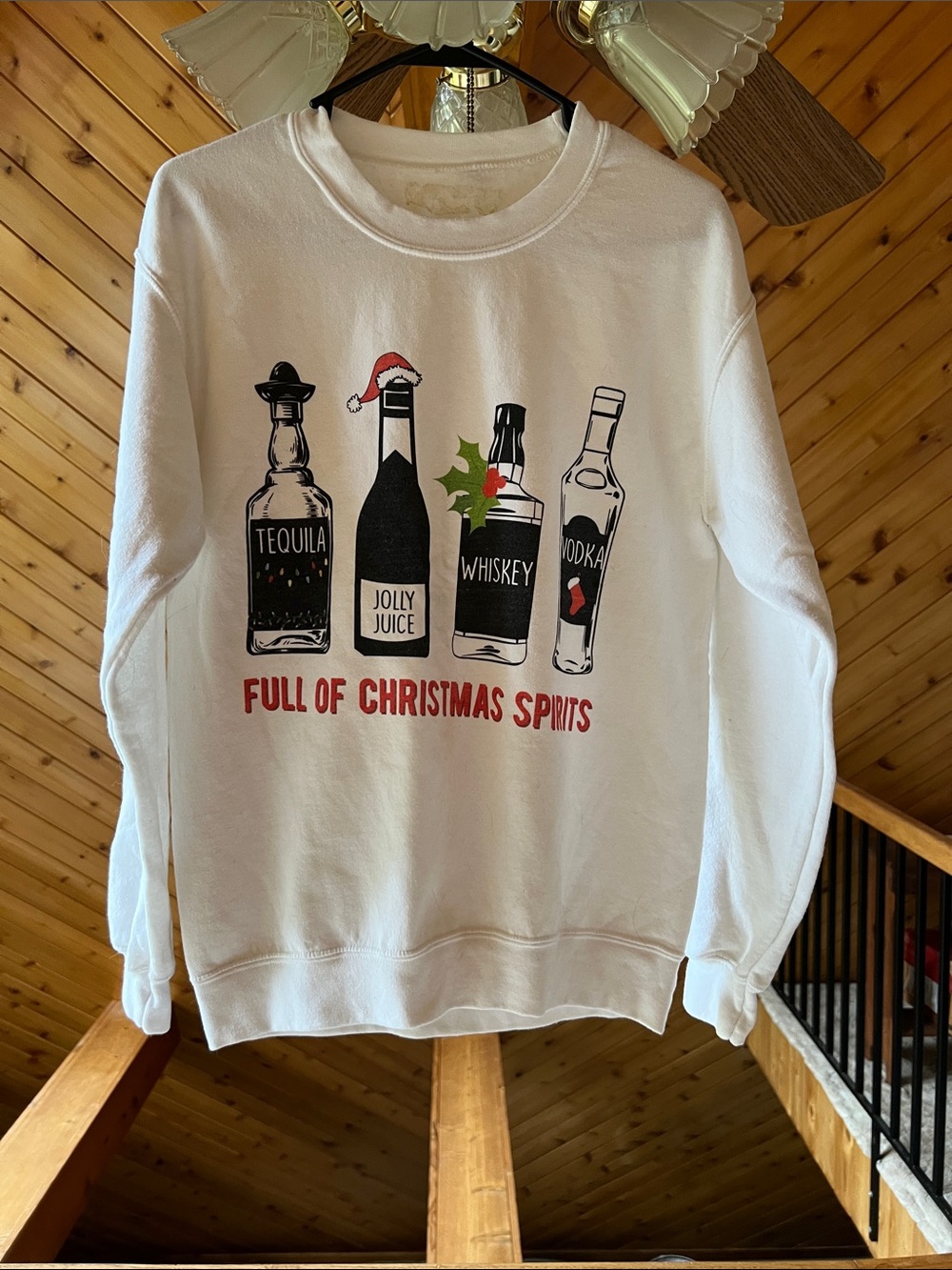 White 'Full of Christmas Spirits' Graphic Sweatshirt